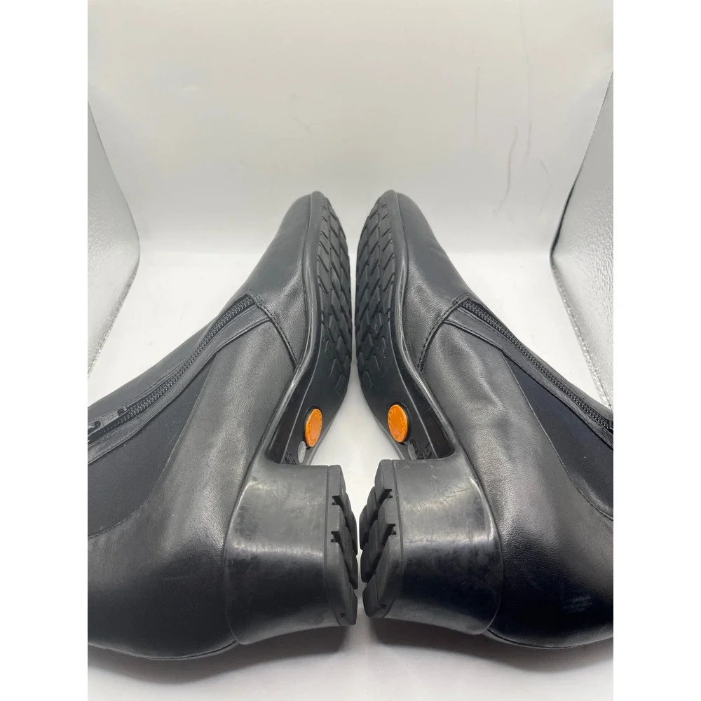 Sesto Meucci Black Leather Ankle Boots Women's Size 7 Side‎ Zip Block Heel